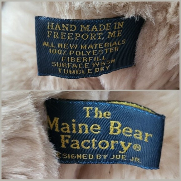 The Maine Bear Factory Tan Teddy Bear 16" Plush Stuffed Toy Green Top Handmade - Picture 4 of 4